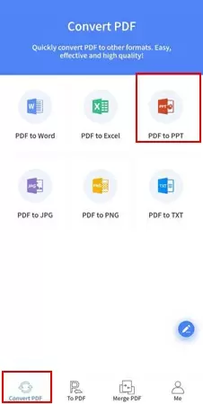 Wählen Sie PDF in PPT