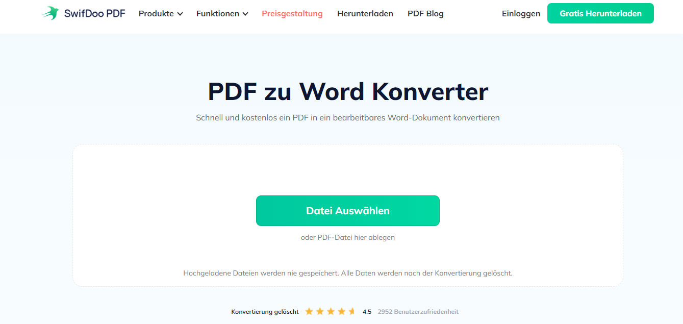 Umwandlung von PDF in Word online