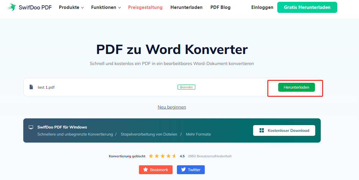 SwifDoo PDF in Word Free Konverter