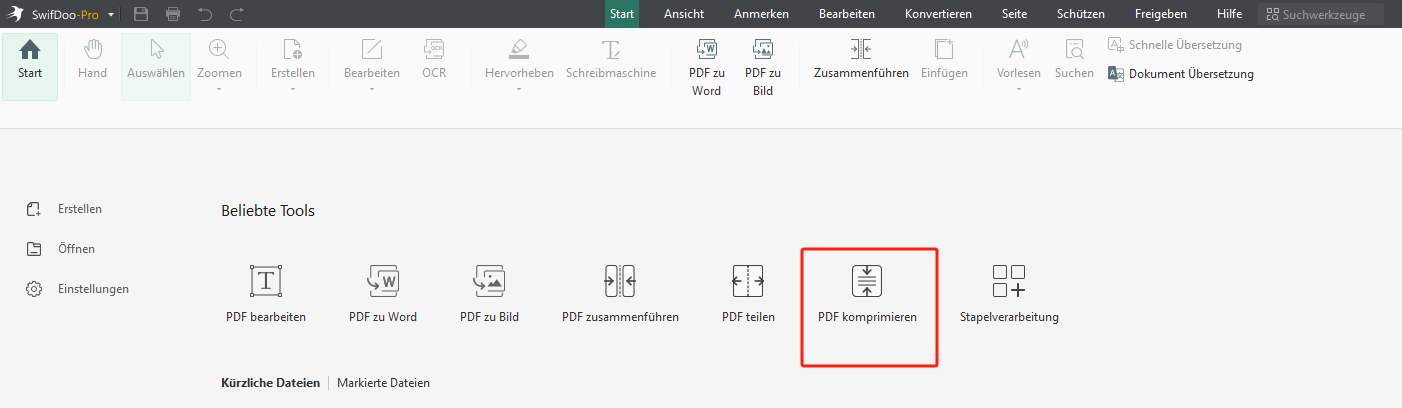 Öffnen-Sie-die-Benutzeroberfläche-von-SwifDoo-und-klicken-Sie-auf-das-Symbol-PDF-komprimieren