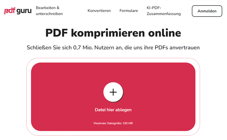 PDF Guru - PDF online komprimieren