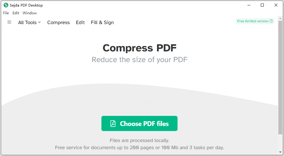 Sejda PDF Desktop - Beste kostenlose Software zur PDF-Komprimierung