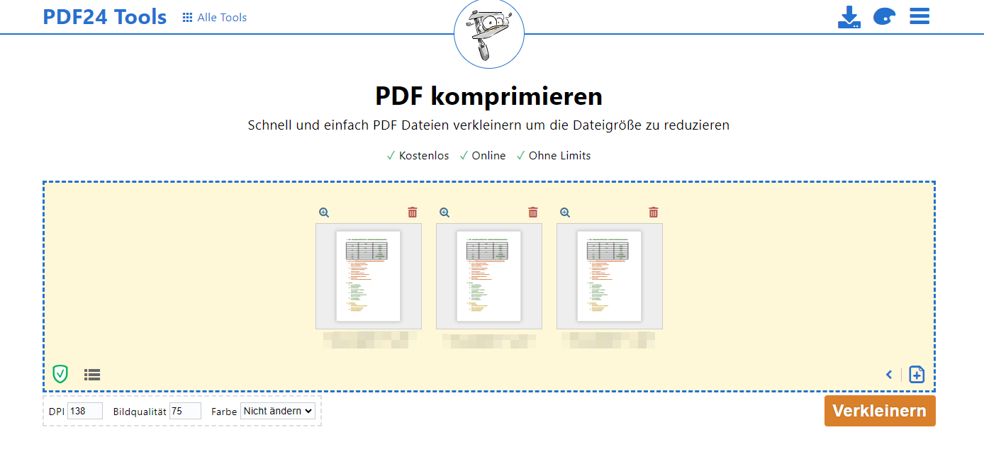 PDF online verkleinern mit PDF24