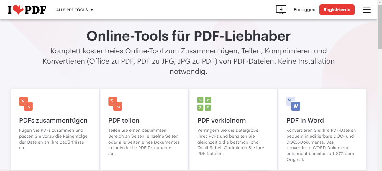 PDF kostenlos verkleinern mit ilovePDF