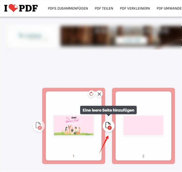 PDF leere Seite einfügen mit iLovePDF