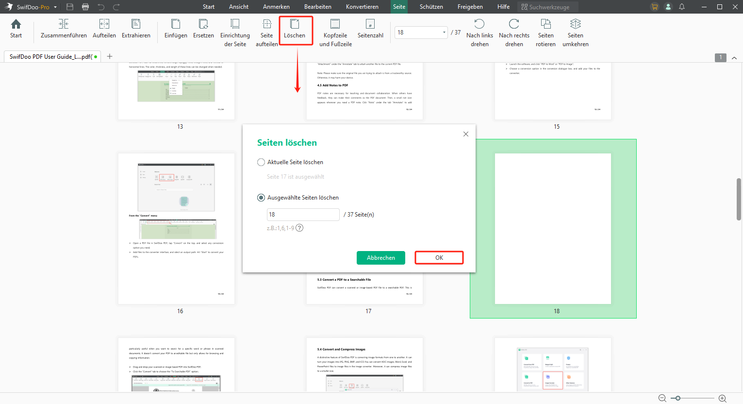 Leere Seiten aus PDF löschen SwifDoo PDF