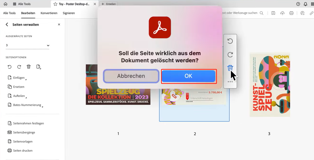 Leere Seiten von PDF löschen Adobe Acrobat