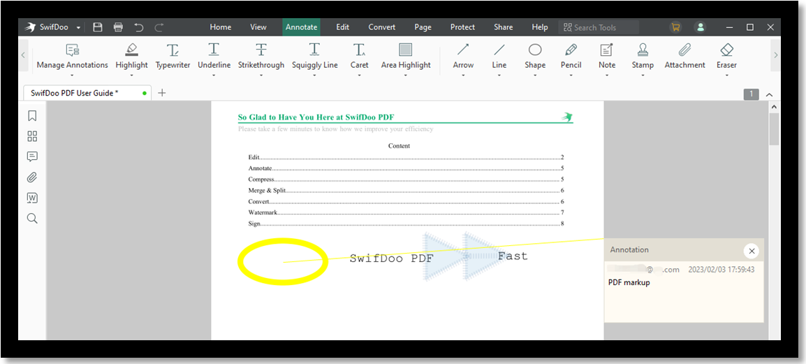 PDF markup software tool SwifDoo PDF