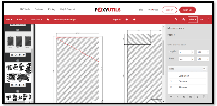 PDF measuring tool - FoxyUtils