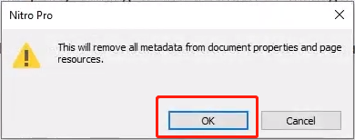 Klicken Sie auf die Schaltfläche OK und der PDF-Editor entfernt die Metadaten der PDF-Datei sofort.