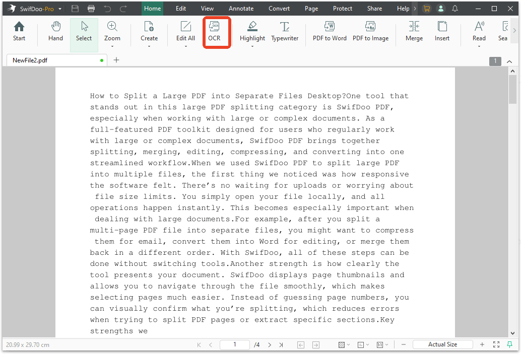 OCR engine SwifDoo PDF