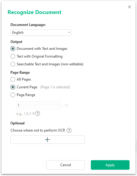 configure the OCR settings
