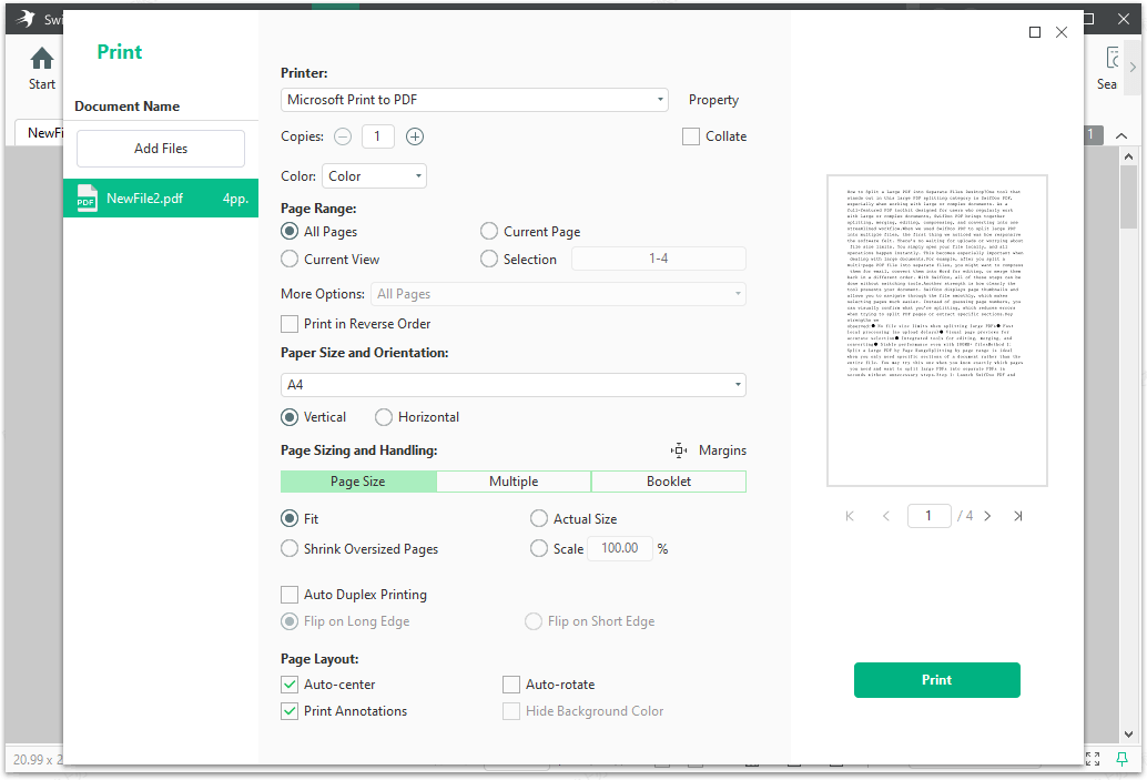 print to pdf with SwifDoo PDF
