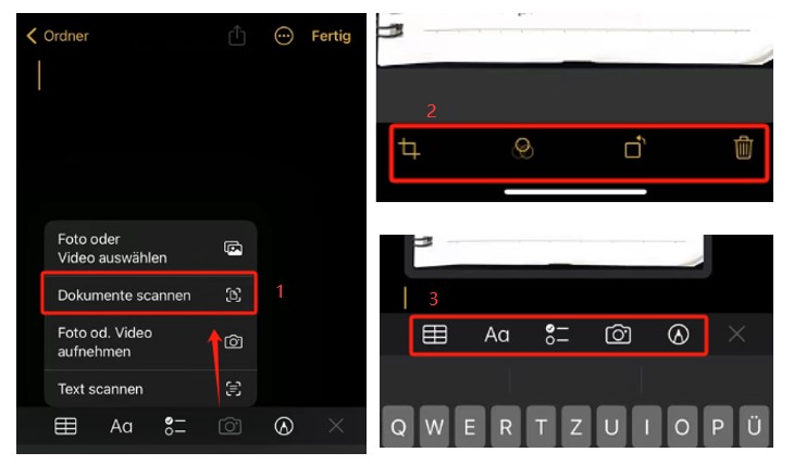 Mit iPhone Kamera PDF erstellen Notizen App