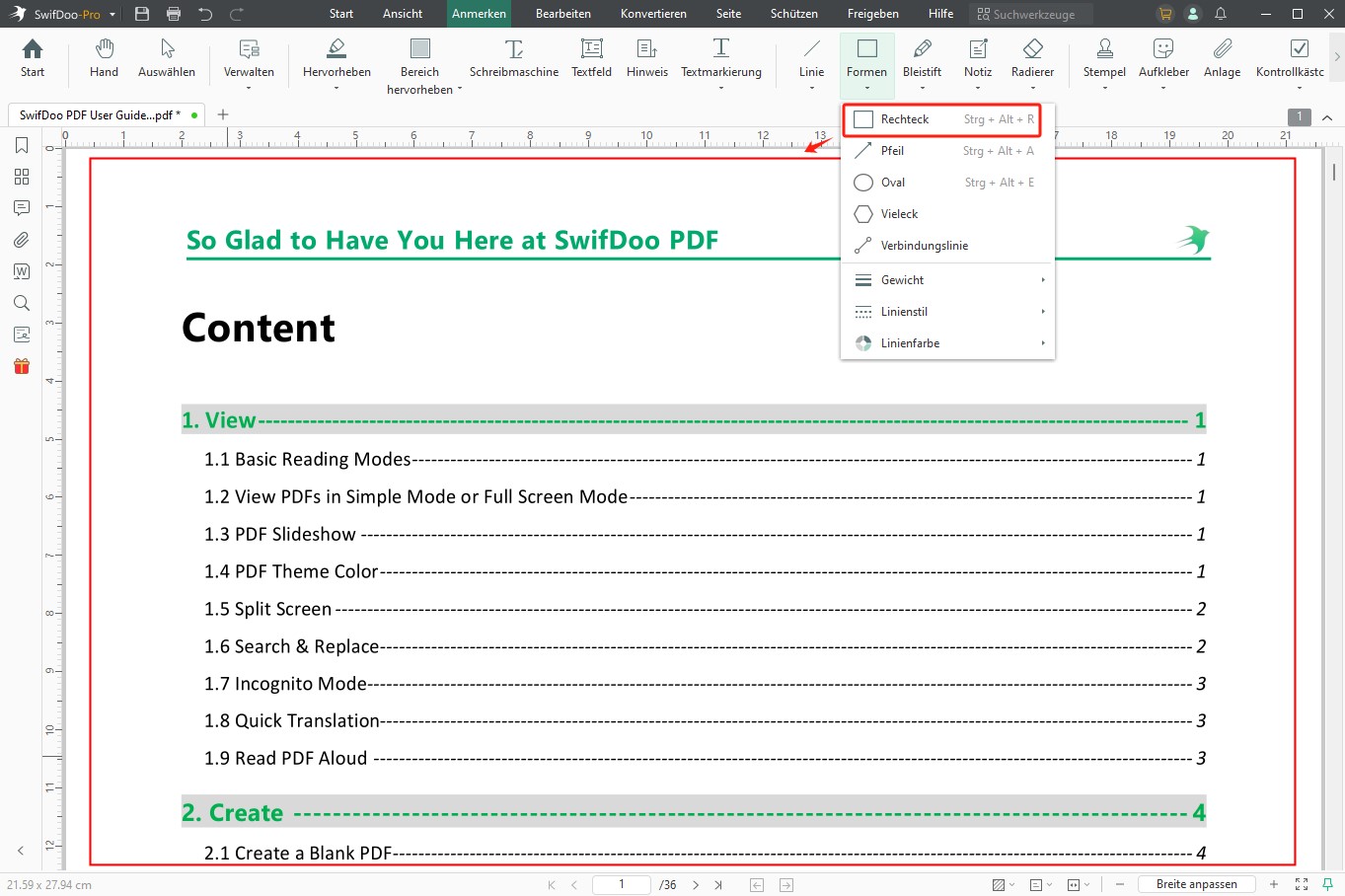 Hinzufügen von Rändern zu PDF-Dateien mit SwifDoo PDF