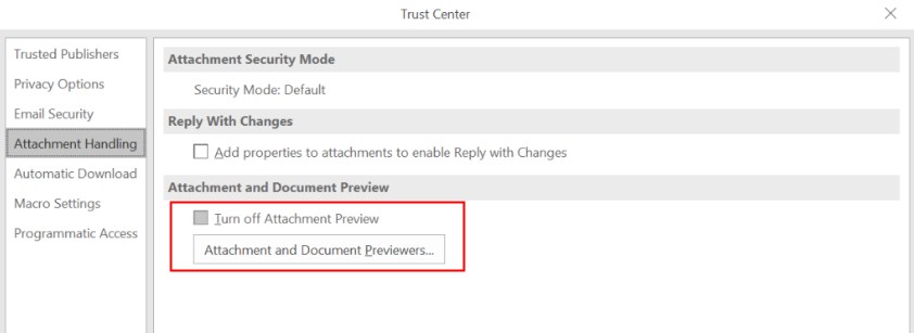 Turn off Attachment Preview.