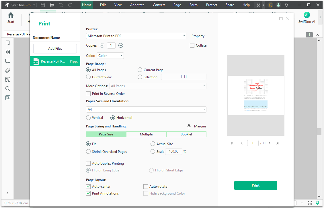swifdoo pdf printer setup