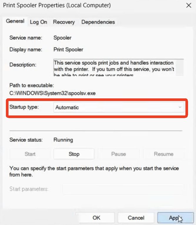 Restart the Print Spooler