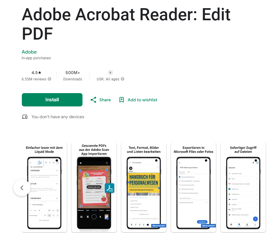 Acrobat Reader für Android