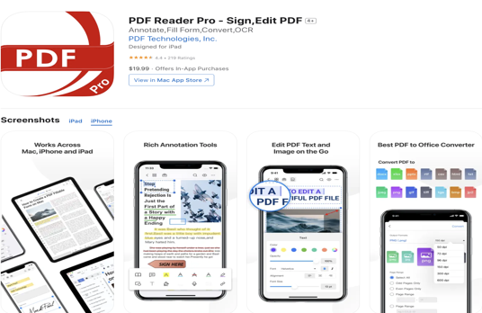 PDF Reader Pro iPhone PDF reader