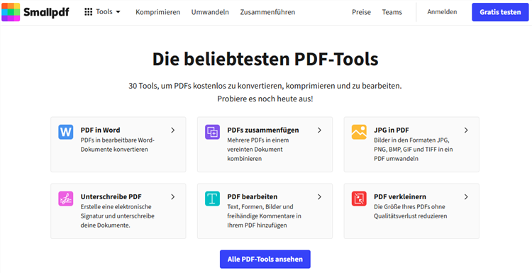 PDF-Reihenfolge ändern mit Smallpdf