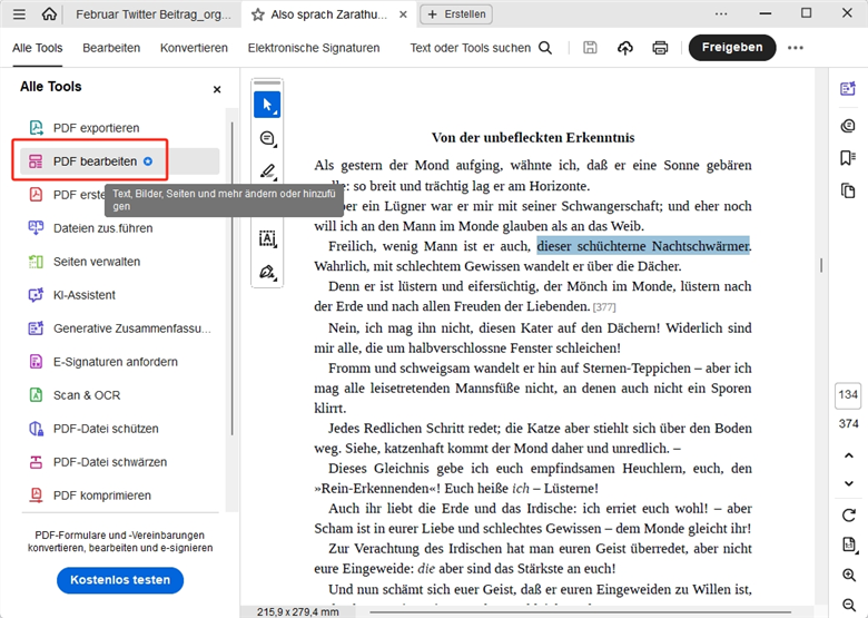 PDF Schriftgröße ändern mit Adobe Acrobat