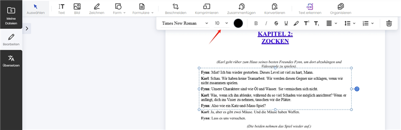 PDF Schriftgröße ändern mit Soda PDF
