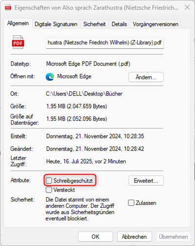 PDF unter Windows sperren