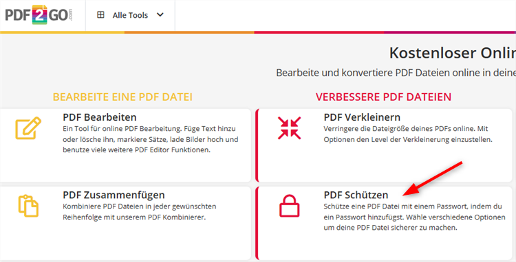 PDF sperren mit PDF2GO