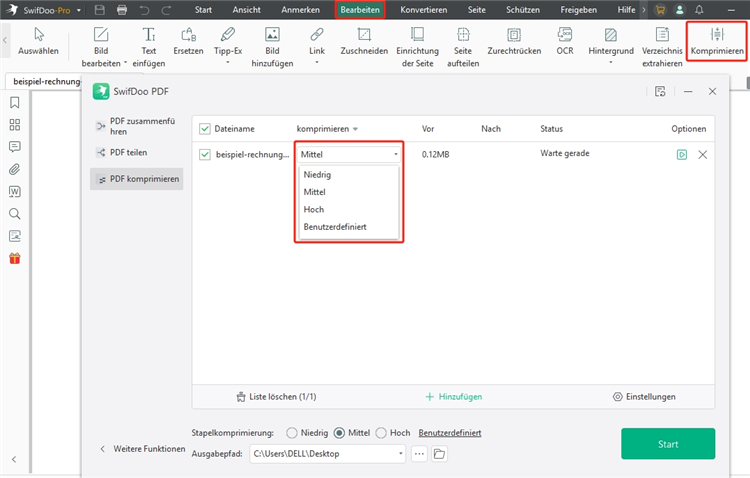 PDF stark komprimieren mit SwifDoo PDF