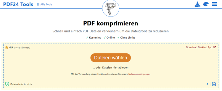 PDF stark komprimieren mit PDF24