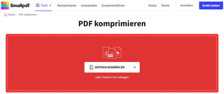 PDF stark komprimieren mit Smallpdf