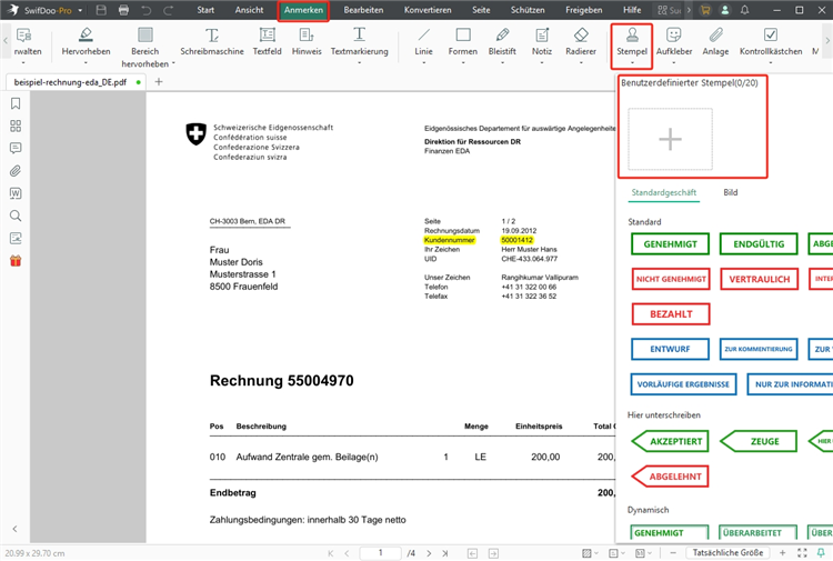 PDF-Stempel erstellen mit SwifDoo PDF