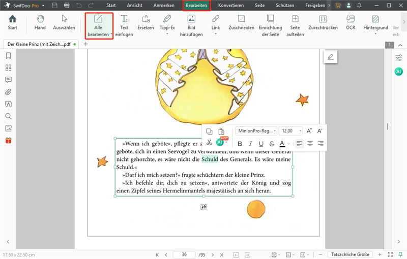 PDF Text entfernen mit SwifDoo PDF