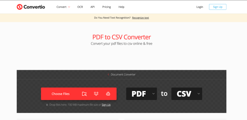 Convertio PDF to CSV Converter 