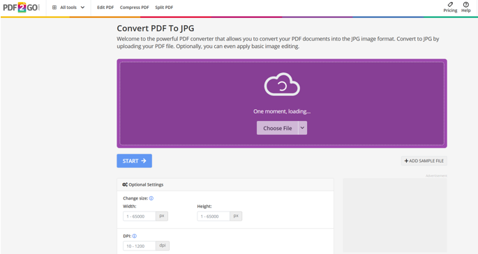 Online PDF to JPG Converter with 300 DPI: PDF2Go