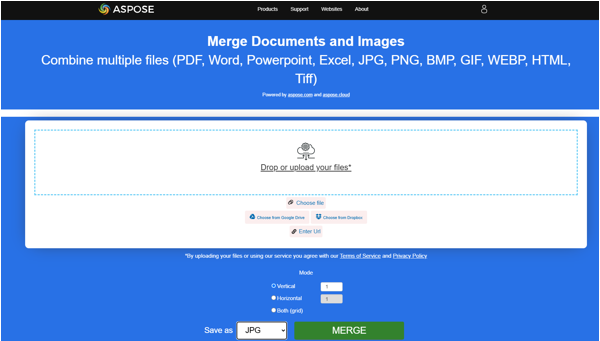 PDF to JPG Merging with Aspose.app