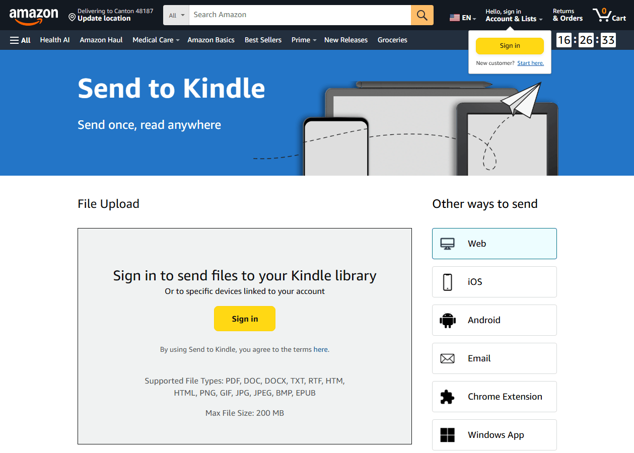 Send to Kindle Desktop App