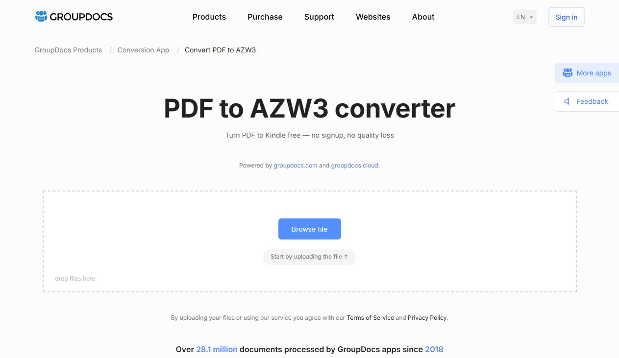 GroupDocs PDF to AZW3 Converter