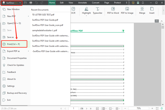 Convert PDF to Letter Size with SwifDoo PDF 1