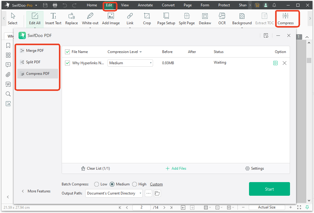 compress PDF with SwifDoo PDF