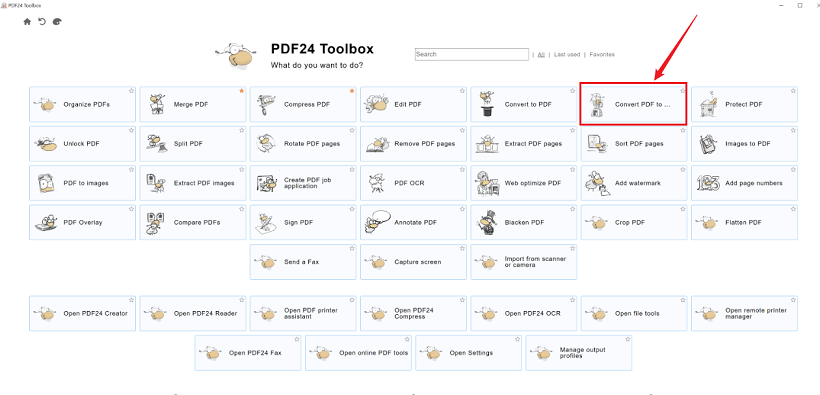 Open the PDF Converter in PDF24 Creator
