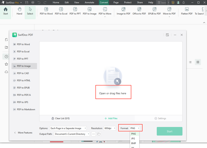 Convert PDF to Transparent PNG through SwifDoo PDF 2