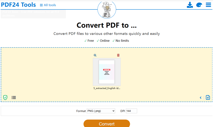 Convert PDF to PNG with Transparent Background via PDF24 Tools 2
