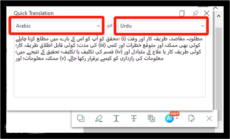 PDF translate Arabic to Urdu on Windows 2