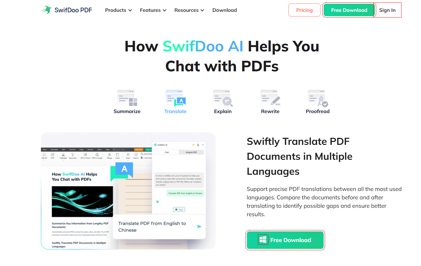The website page of SwifDoo PDF