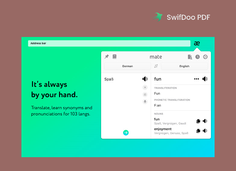 The main interface of Mate Translate