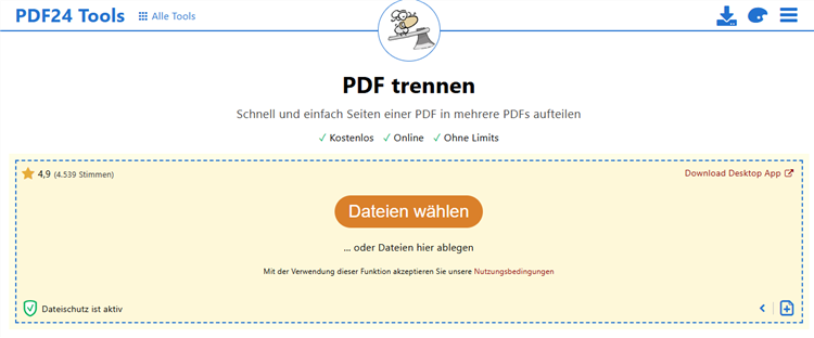 PDF trennen online kostenlos mit PDF24 