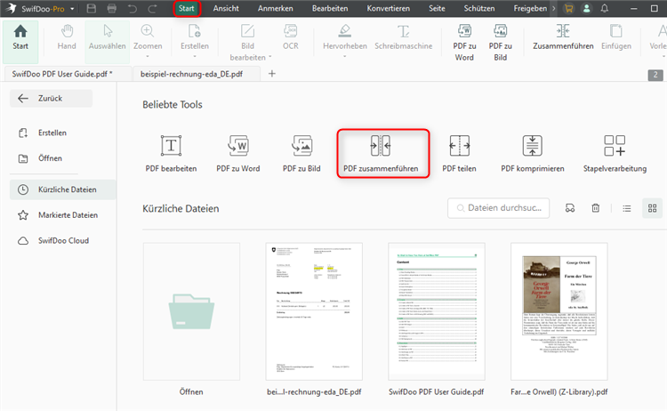 PDF zusammenführen mit SwifDoo PDF