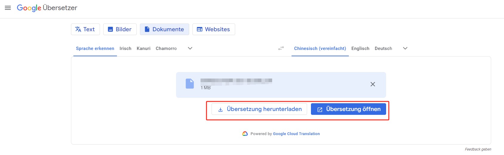 google PDF übersetzen